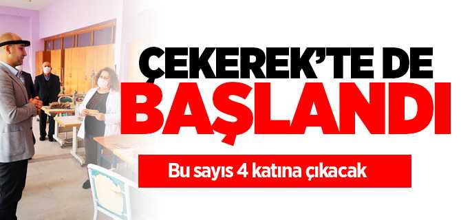 Çekerek Halk Eğitimde günlük 100 maske üretilmeye başladı