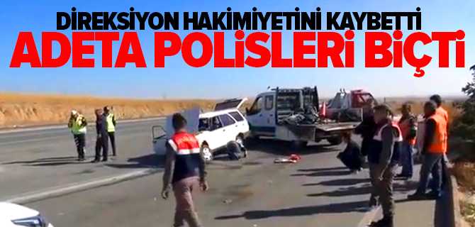 Direksiyon Hakimiyetini Kaybetti Polislere Çarptı